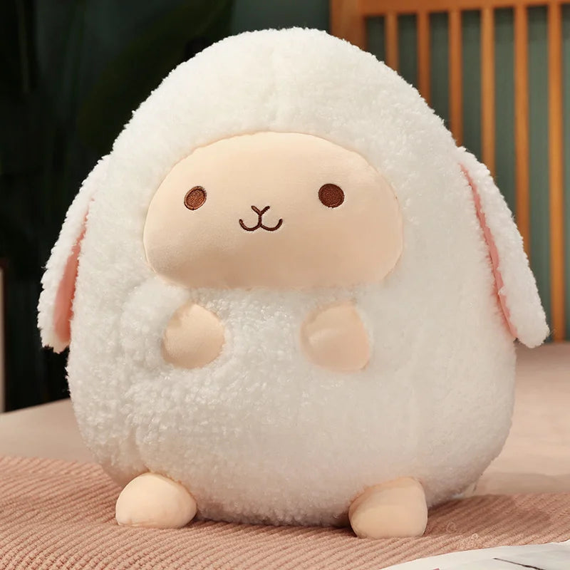 Cute Fluffy Sheep Plush Stuffed Animal Soft Round Pillow