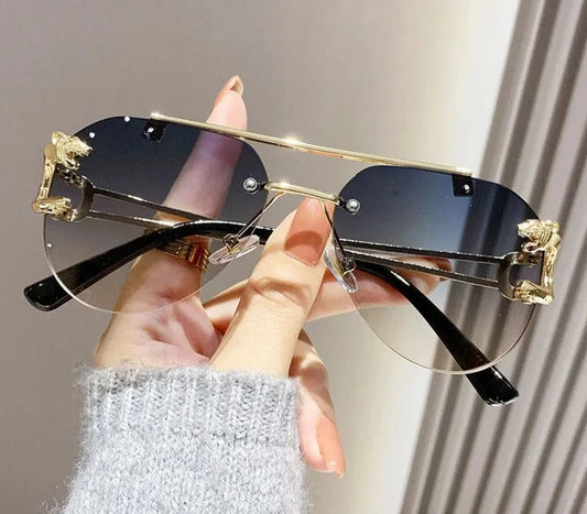 Rimless Designer Sunglasses Women Trendy Luxe Fashion Sunglasses Men Vintage Glasses Lentes De Sol Mujer Lunette Soleil Femme