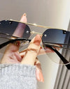Rimless Designer Sunglasses Women Trendy Luxe Fashion Sunglasses Men Vintage Glasses Lentes De Sol Mujer Lunette Soleil Femme