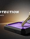 Bulit-in Ring Holder Case for Samsung Galaxy S24 with Tempered Glass Screen Protector Sliding Camera Cover Rugged Phone Case