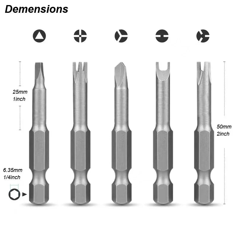 Precision Y U Shaped Triangle Screwdriver  Bit 1/4in Inner Cross Three Points Screw Driver Security Tip For Power Drill