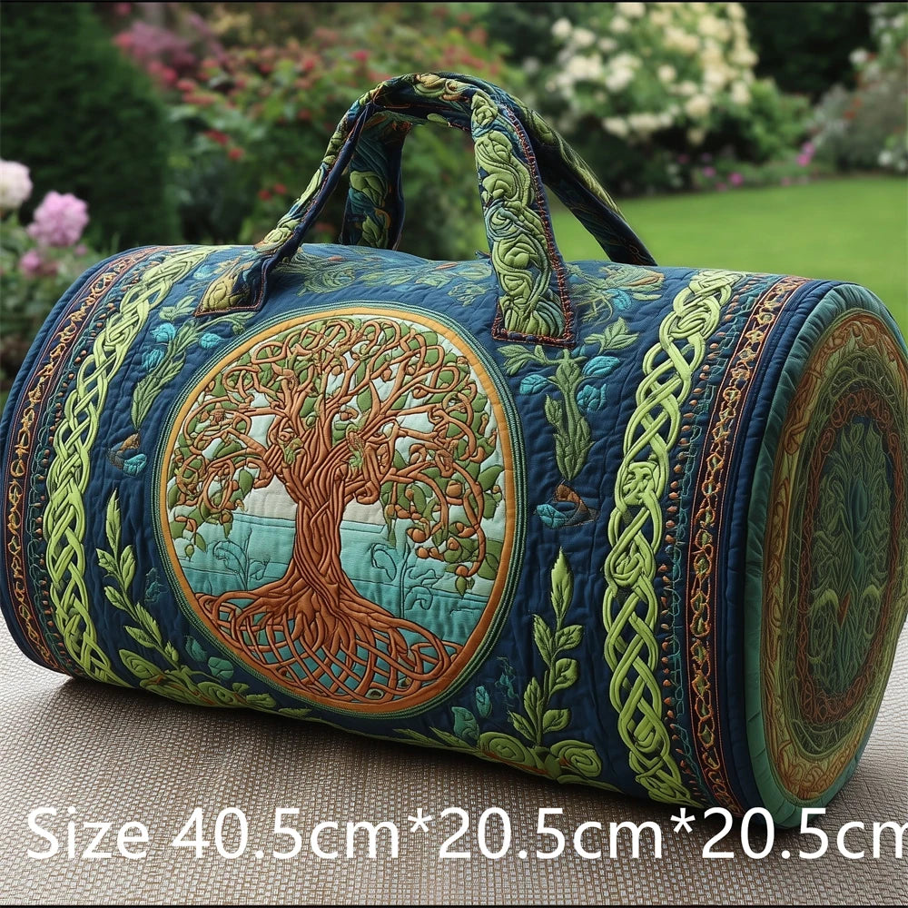 Vibrant Tree of Life 3D Quilted Duffel Bag Colorful Rainbow Leaves Print Travel Weekender Artistic Boho Gym Yoga Bag Men Women
