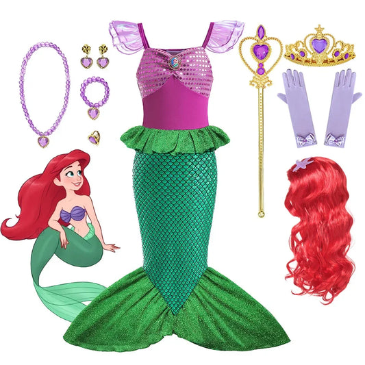 Ariel Little Mermaid Costume Party Dress Halloween Cosplay Princess Ariel Dress Birthday Clothes Disguise