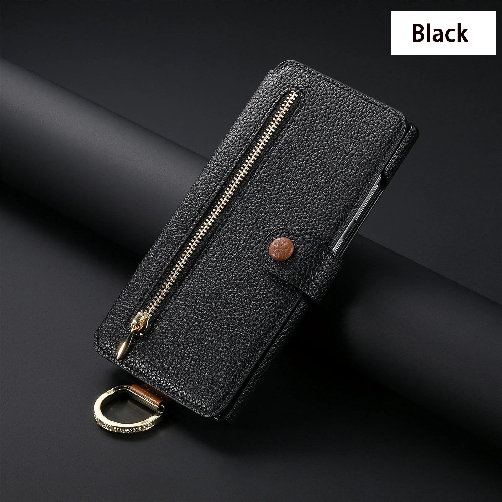 Wallet Flip Case for iPhone 16 15 Pro Max 14 Plus 16Pro 14Pro 15Pro Leather Strap Card Slots Zipper Cover