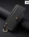 Wallet Flip Case for iPhone 16 15 Pro Max 14 Plus 16Pro 14Pro 15Pro Leather Strap Card Slots Zipper Cover