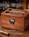 Cigar Humidor with Digital Hygrometer, Humidifier and Accessory Drawers, Glass Top Spanish Cedar Humidor, Holds 20-35 Cigars
