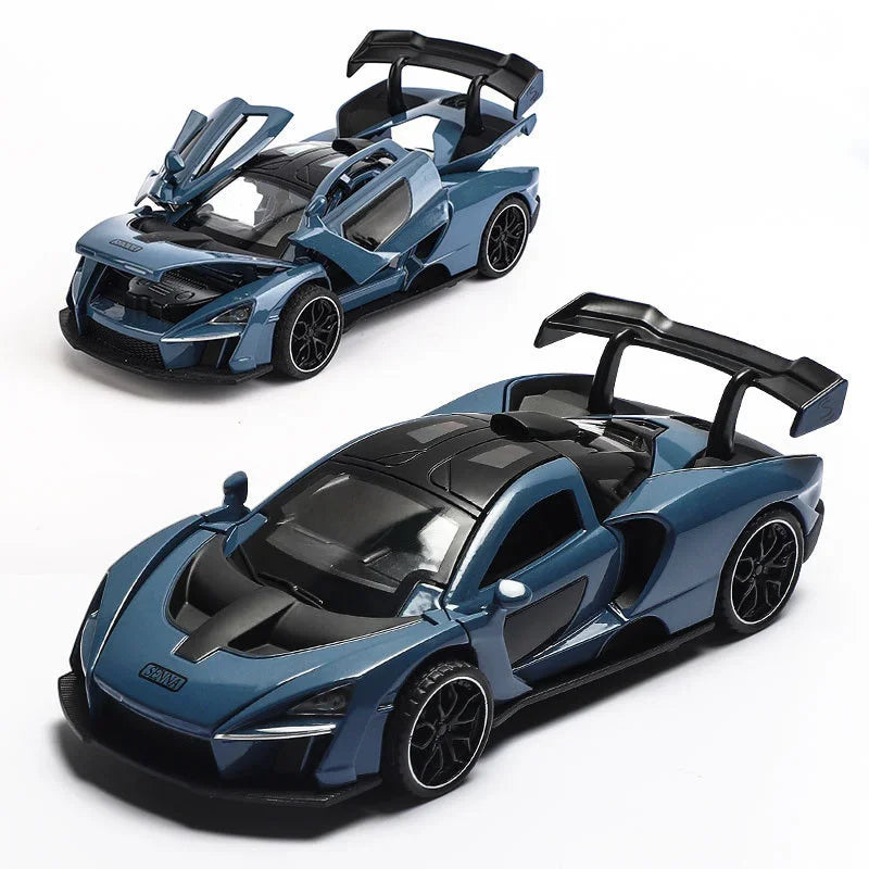 1/32 Diecasting Alloy Senna Sports Car Models Toys Simulation Vehicles with Sound Light Pull Back Supercar Toys