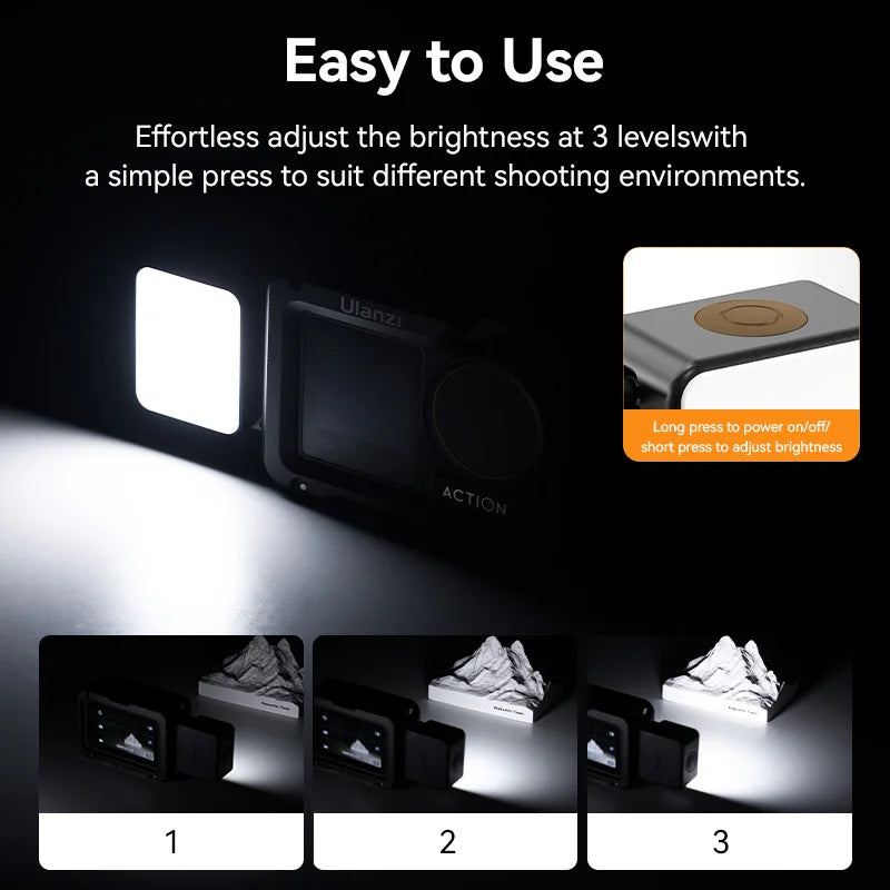 IPX5 Waterproof LED Video Fill Light, Magnetic Mini Light for DJI Osmo Action 5/4/3 & Pocket 3