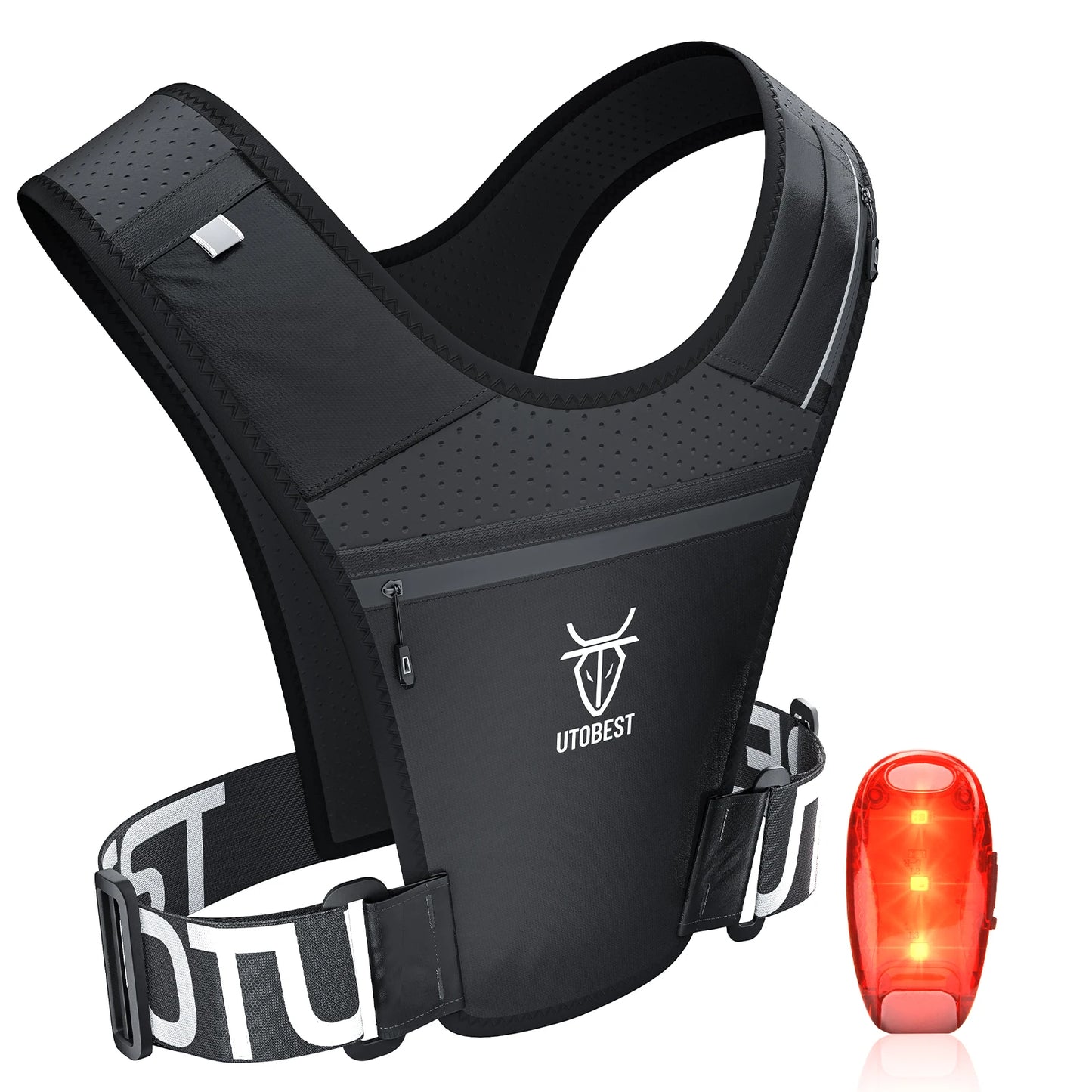 Lightweight Running Vest with Led Light Mobile Phone Bag for Training