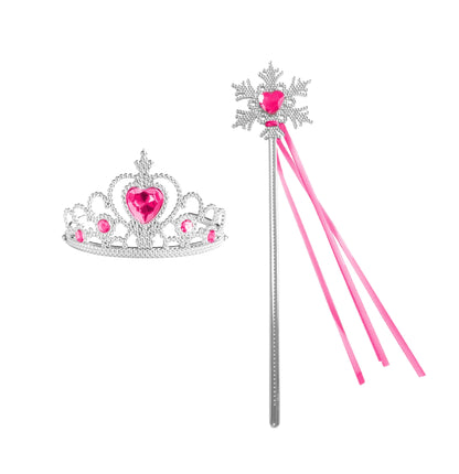 Girls Princess Crown Magic Wand Accessories Party Cosplay Elsa Anna Rhinestone Headband Hair Bands For Kids Hairbands Gifts Toys