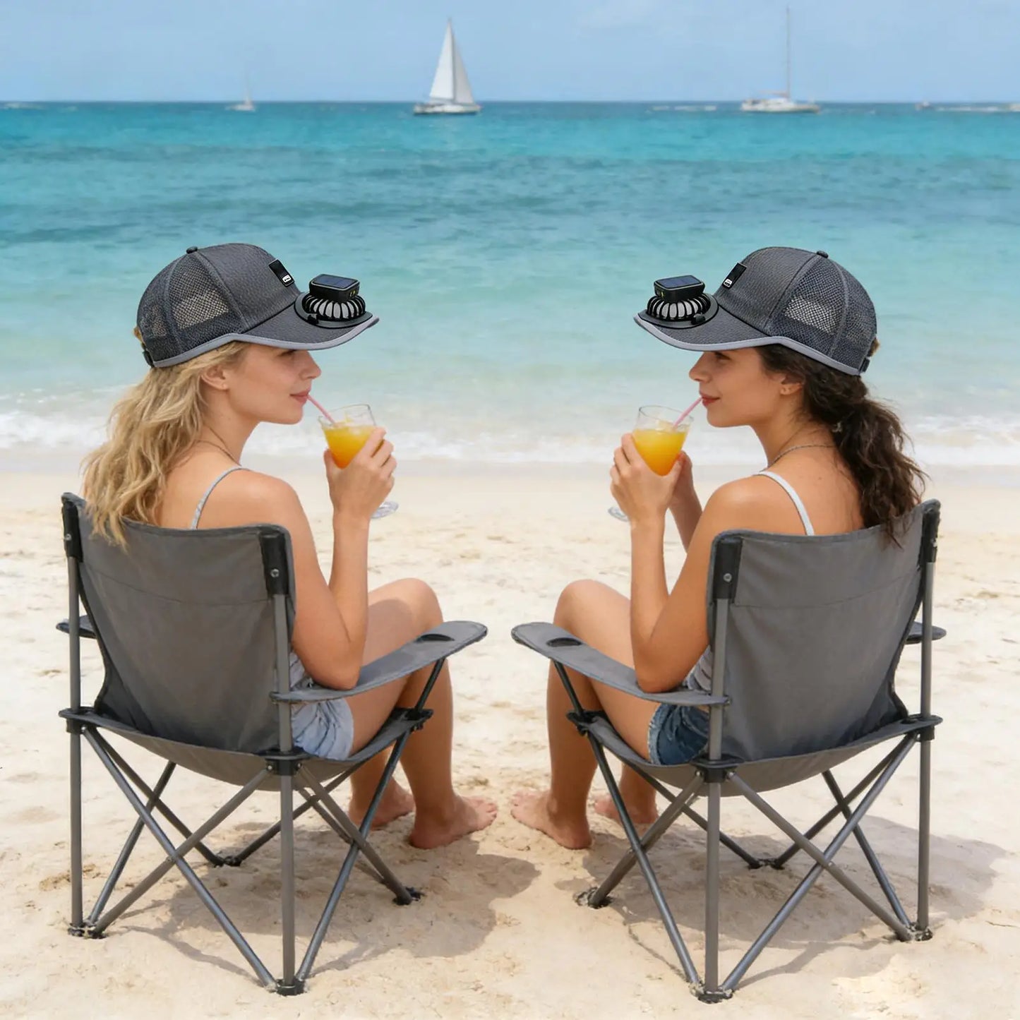 Wide Brim Solar Fan Hat With USB Charging