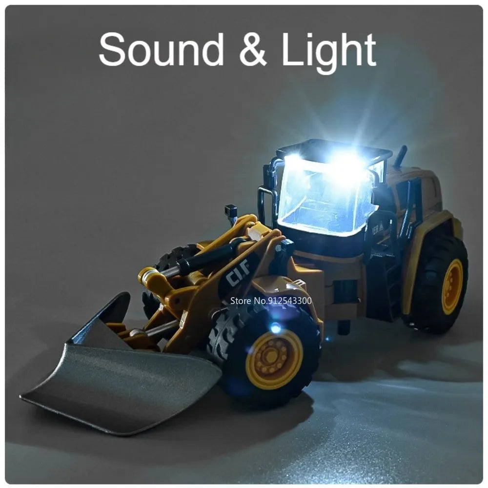 1/50 Scale Excavator Snowplow Car Model Toy Metal Body Simulation Engineering Vehicles Sound Light Toys for Boys Birthday Gifts