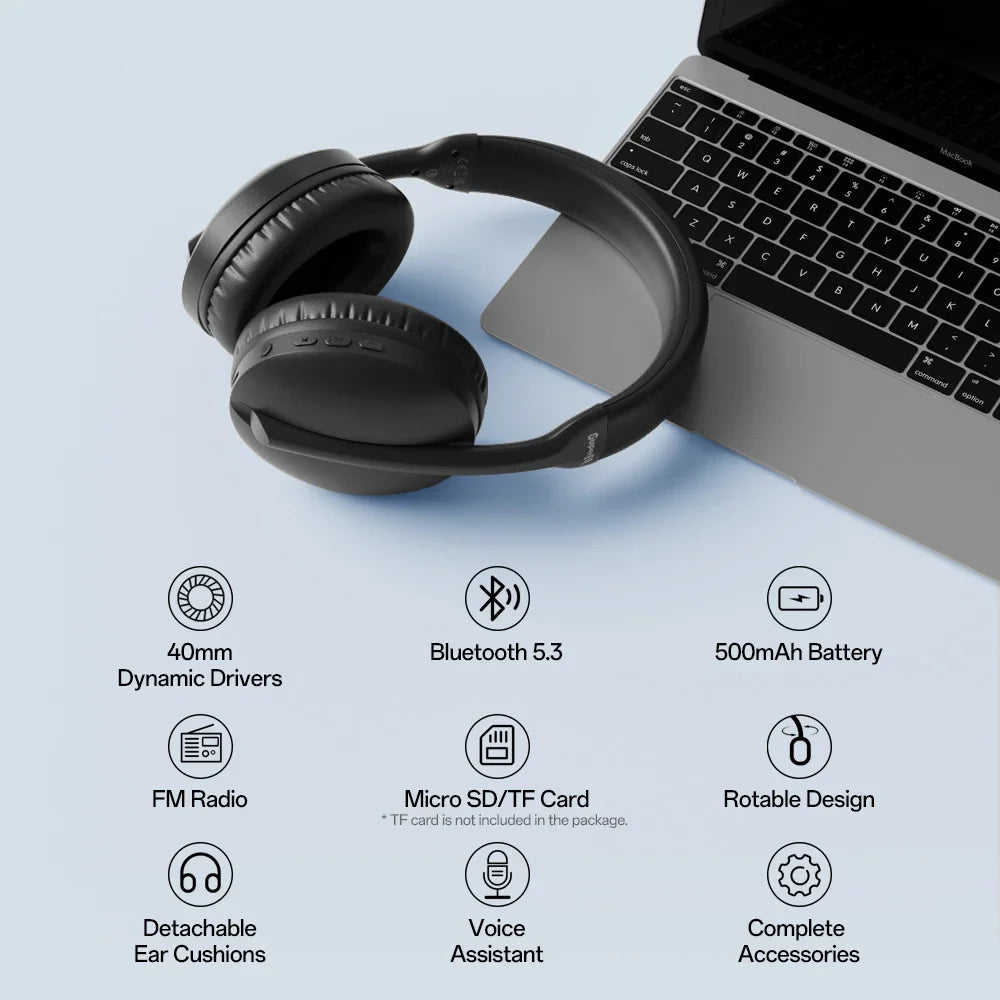 SuperEQ S6001 Bluetooth Headphones Over Ear Wireless Headset With Micro SD/TF Card/FM Radio Modes Stereo HiFi Headphones
