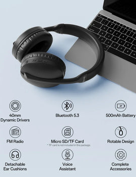 SuperEQ S6001 Bluetooth Headphones Over Ear Wireless Headset With Micro SD/TF Card/FM Radio Modes Stereo HiFi Headphones