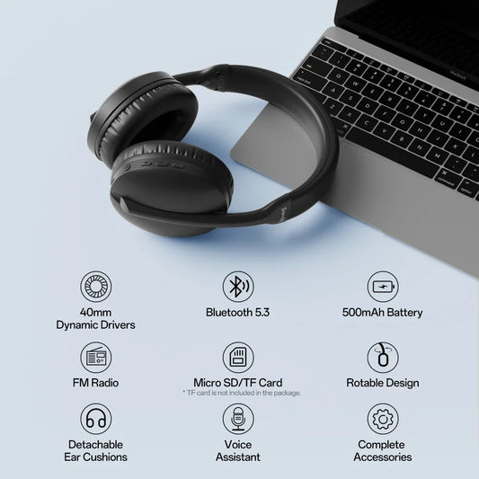 SuperEQ S6001 Bluetooth Headphones Over Ear Wireless Headset With Micro SD/TF Card/FM Radio Modes Stereo HiFi Headphones