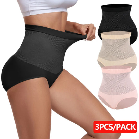 Tummy Control Panties Women Shapewear Slimming Waist Butt Lifter Briefs High Wast Compression Flat Belly Underwear 3PCS/Pack