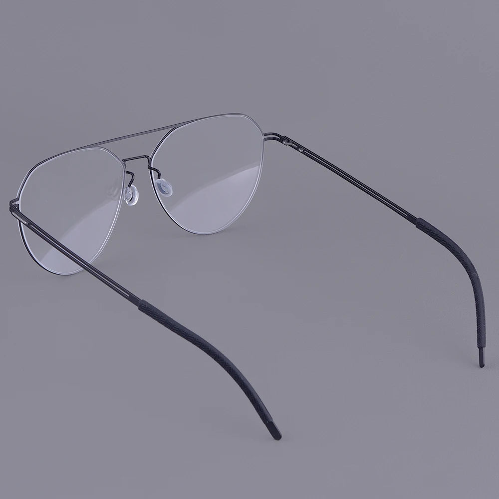 Oversized Pilot Titanium Double Bridge Screwless Eyeglasses Frame