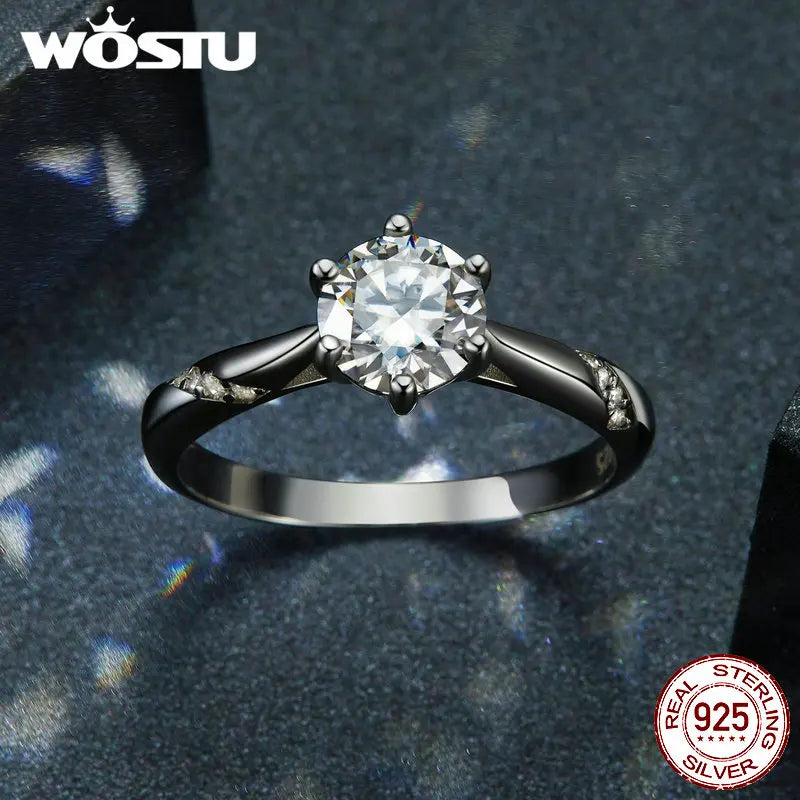 D Color VVS1 EX Moissanite Wedding Ring 1ct Round Diamond Cut Solitaire 925 Sterling Silver Promise Rings