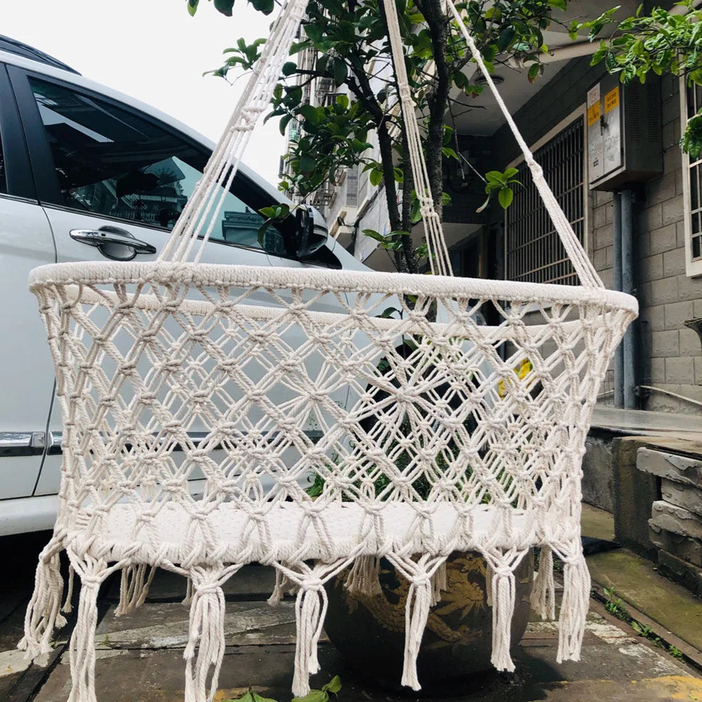 Nordic Style  Indoor and Outdoor Cotton Rope Hammock Hanging Chair Swing  Cradle  Bed Rocking Chair