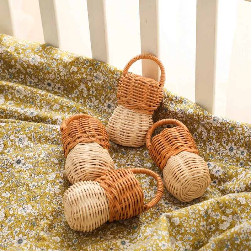 Baby Toys  Rattan Pine Bell  Wooden Rattan Toys  Wooden Baby Rattle  Rattan Toy  Bell rattle Toy Baby pro  Baby Comfort Products