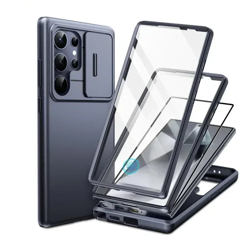 for Samsung Galaxy S24 S23 Ultra Case with Camera Cover Screen Protector Silky Touch Military Drop Protection Phone Case
