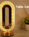 Modern Luxury Oval USB Rechargeable Crystal Table Lamp