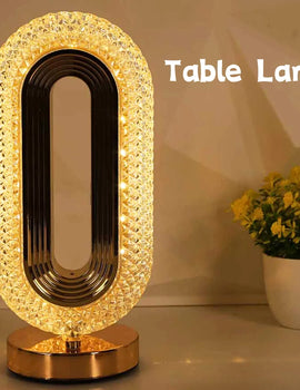 Modern Luxury Oval USB Rechargeable Crystal Table Lamp