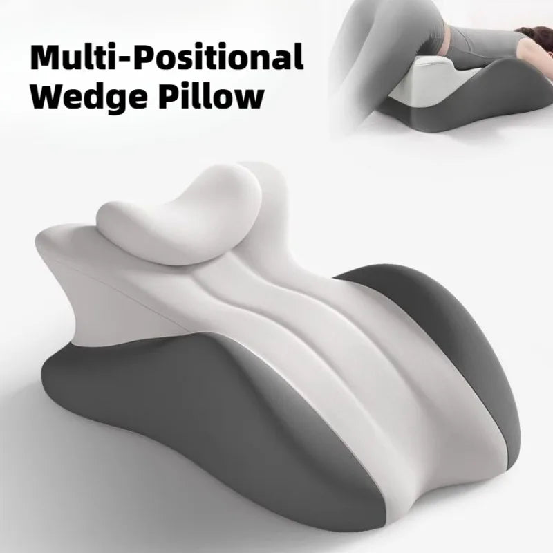 Multi-Positional Wedge Pillow Memory Foam Ergonomic Prone Pillow with Removable Cover Couple Bed Pillow for Body Pain Relief