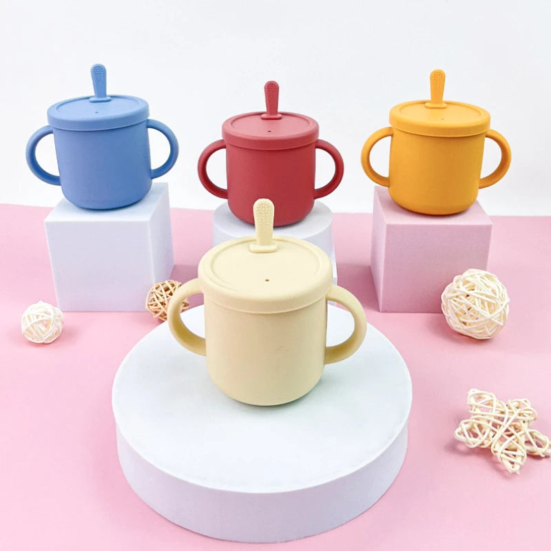 BPA Free Silicone  Feeding Set Sucker Bowl Dinning Plate Straw Cup Spoon Forks for s  Tableware  Dishes