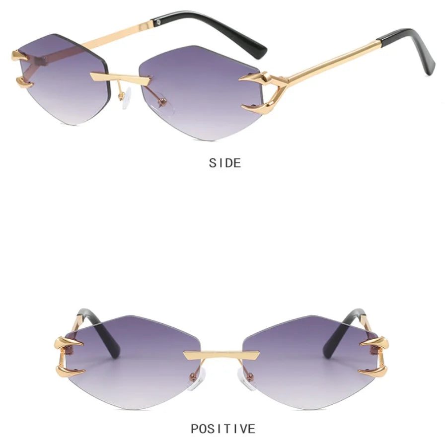 Sunglasses Personalized Frameless Glasses Polygonal Sun Glasses Casual Hip-Hop Trendy Outdoors Eyeglasses Men UV400