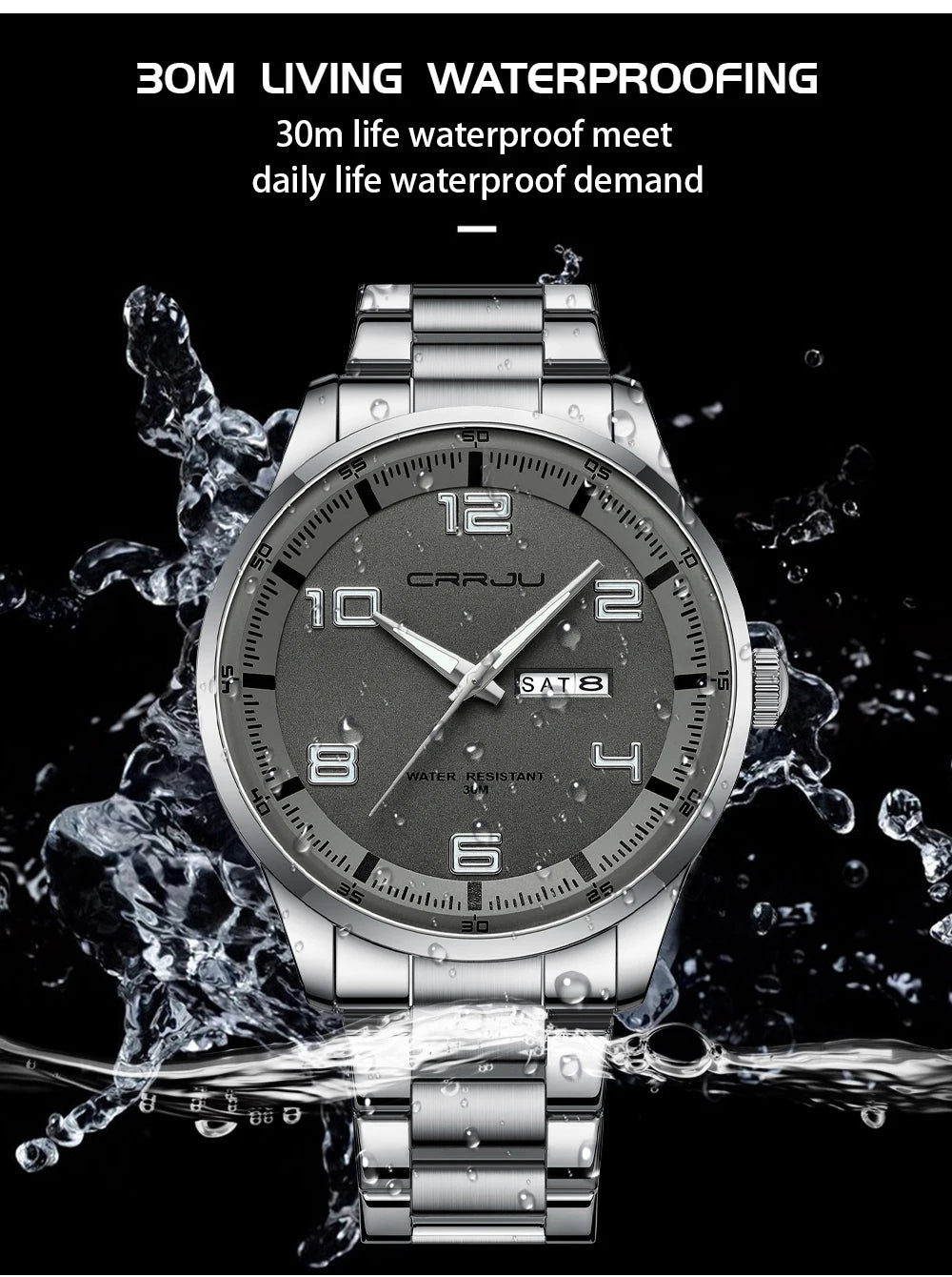 Men Luxury Watches Stainless Steel Quartz Auto Date Clock with Luminous Hands Relogio Masculino