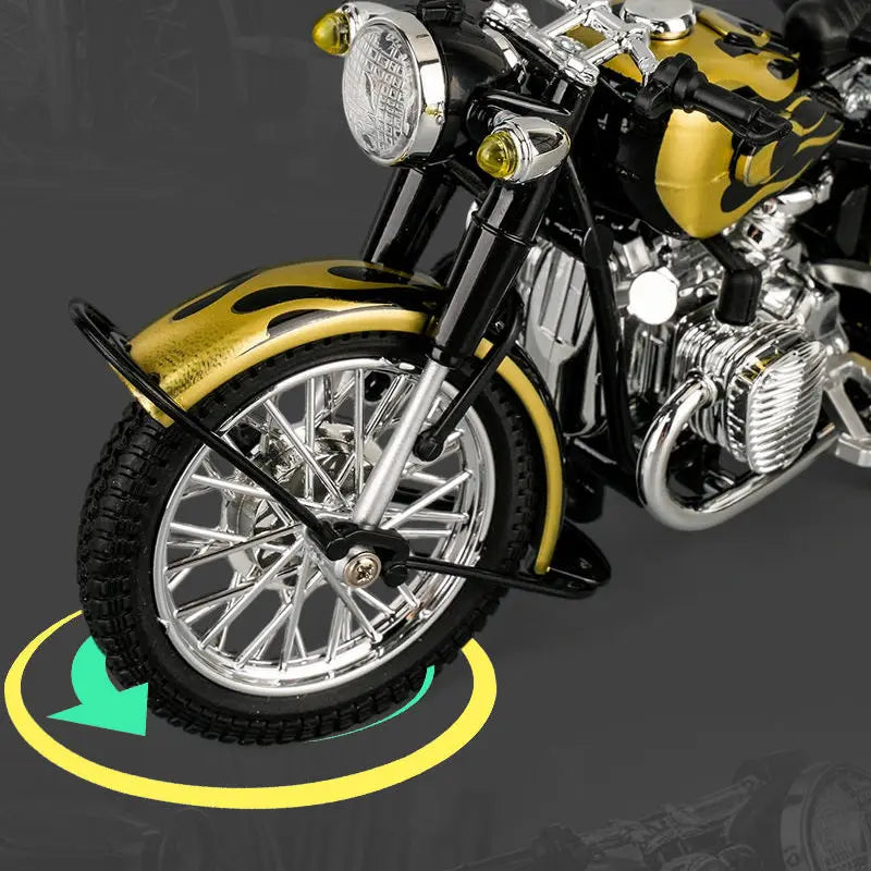 Diecast Retro Bobber Sidecar Motorcycle Model 1 to 10 Scale
