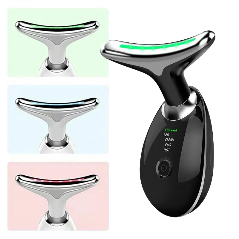 Neck Massager Facial Lift Three Light Modes Electric Skin Tightening Device LED Beauty Instrument White