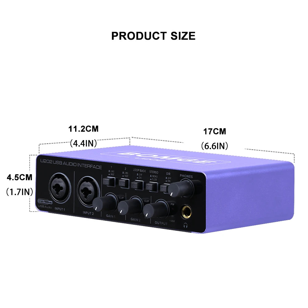 U202P USB Audio Interface with 32 Bit 192kHz Recording and 48V Phantom Power