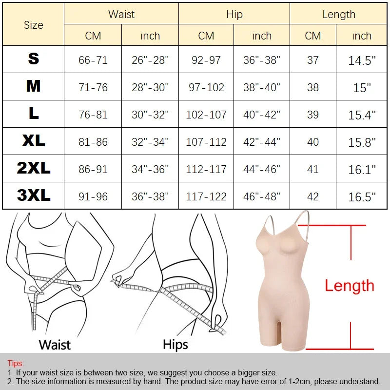 Women Full Body Shapewear Bodysuit – Tummy Control Thigh Slimmer Fajas