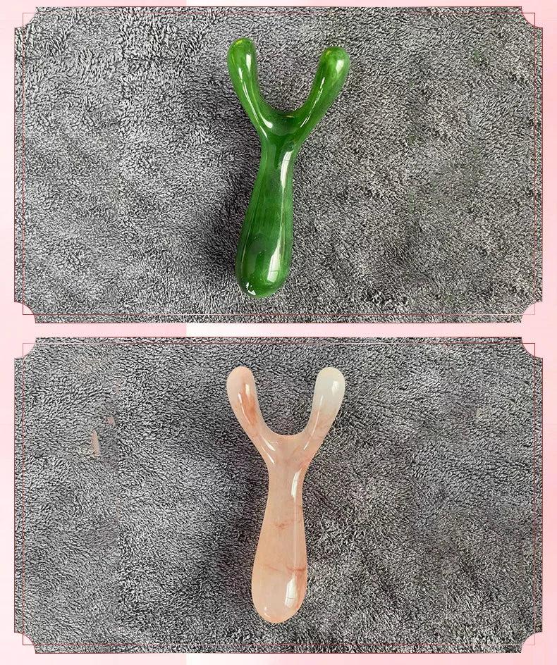 Resin Face Lifting Stone Guasha Scraping Facial Gouache Y-shaped Fork Massage Plate Nose Massage Trigger Point Nose Massager