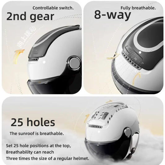 Open Face Electric Bike Helmet With Dual Visor
