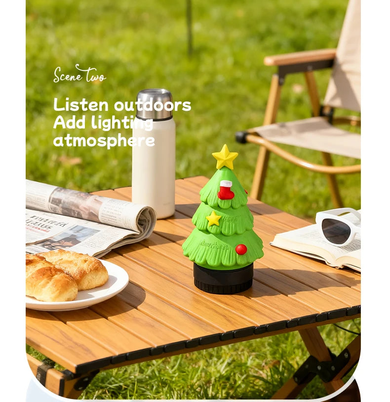 Christmas Eve Light Mini High Fidelity Bluetooth 5.3 Speaker TWS Connection Stereo Rechargeable LED Desk Lamp Christmas Gift