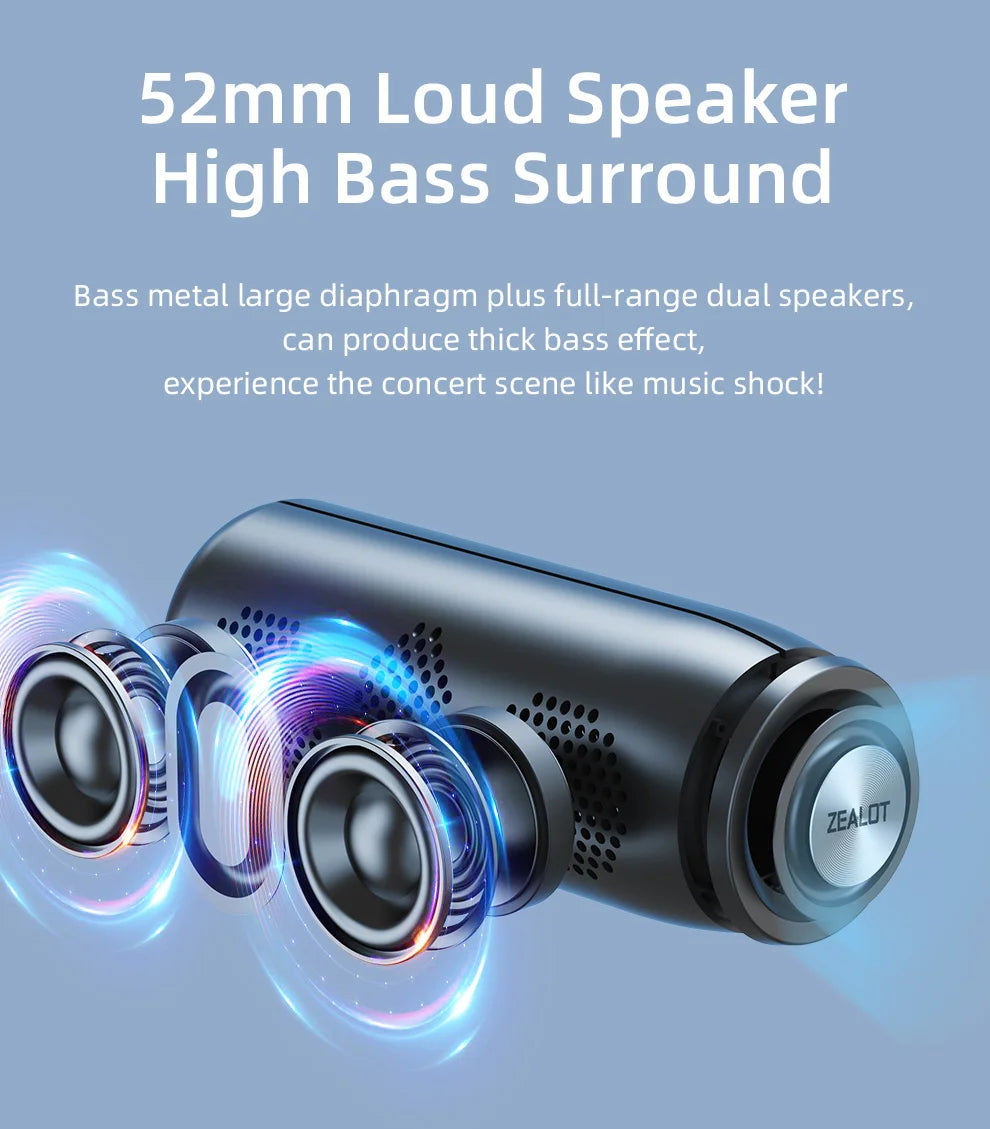 Powerful Bluetooth Speaker Bass Wireless Speakers Subwoofer Waterproof Sound Box Support TF, TWS, USB Flash Drive