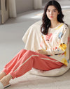 Women’s Cute Lazy Style Cotton Pajama Set – Soft, Loose Long Sleeves & Pants