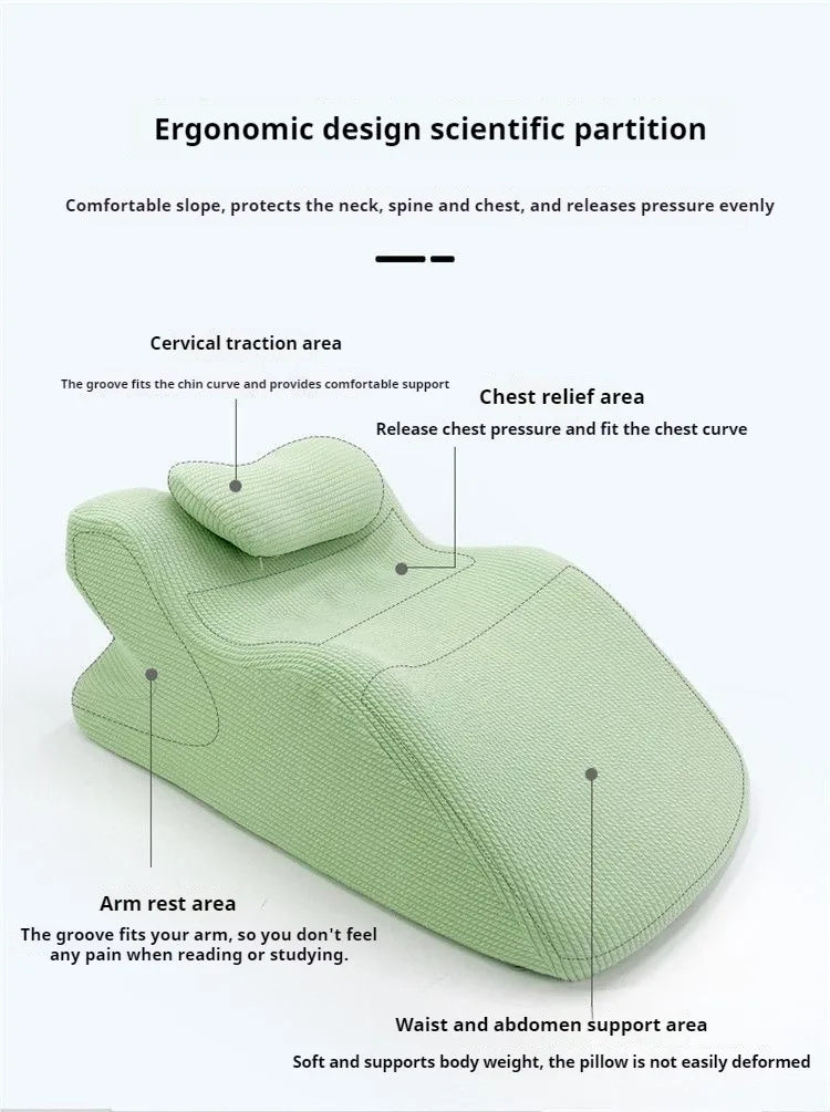 Face Down Pillow Home Massage Pillow Comfortable Ergonomic Bed Wedge Support Pillow Cushion with Neck Support for Sleeping