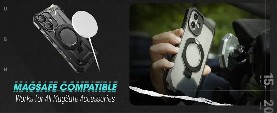 For iPhone 16 Case with Camera Control Capture Button UB Grip Heavy Duty Rugged  MagSafe Phone Case with Stand