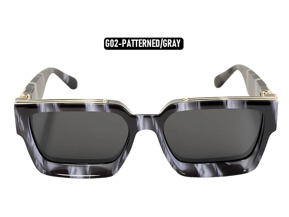Vintage Square Thick Frame Sunglasses With UV400 Protection