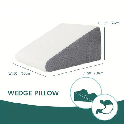 Bed Wedge Pillow for Sleeping, Soft Memory Foam Top, Triangle Pillow Wedge, Body Positioners for Leg Elevation, Snoring Relief