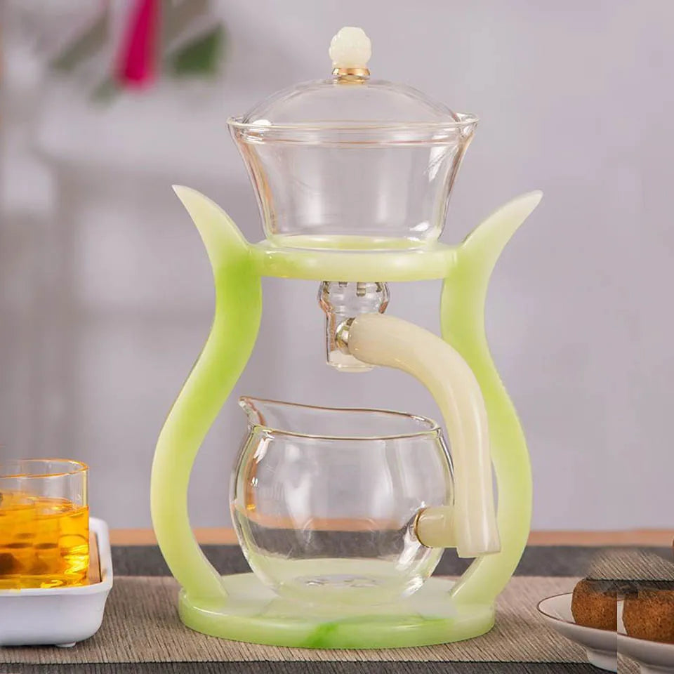 Artifact Lazy Kung Fu Tea Set Heat-resistant Glass Teapot Tea Infuser Coffee Automatic Magnetic Teaware Drinkware