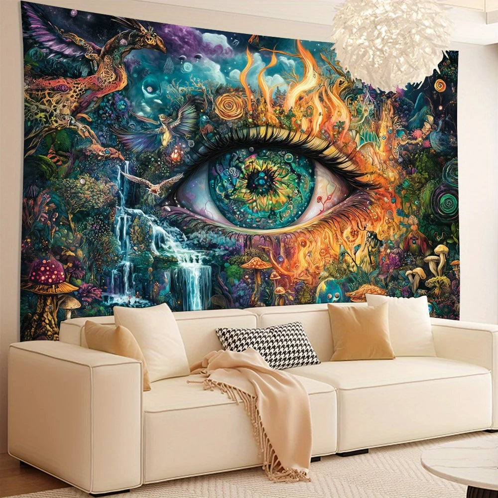 Fantasy Forest Magic Tapestry Mysterious All-Seeing Eye Children's Room Theme Playroom Decor