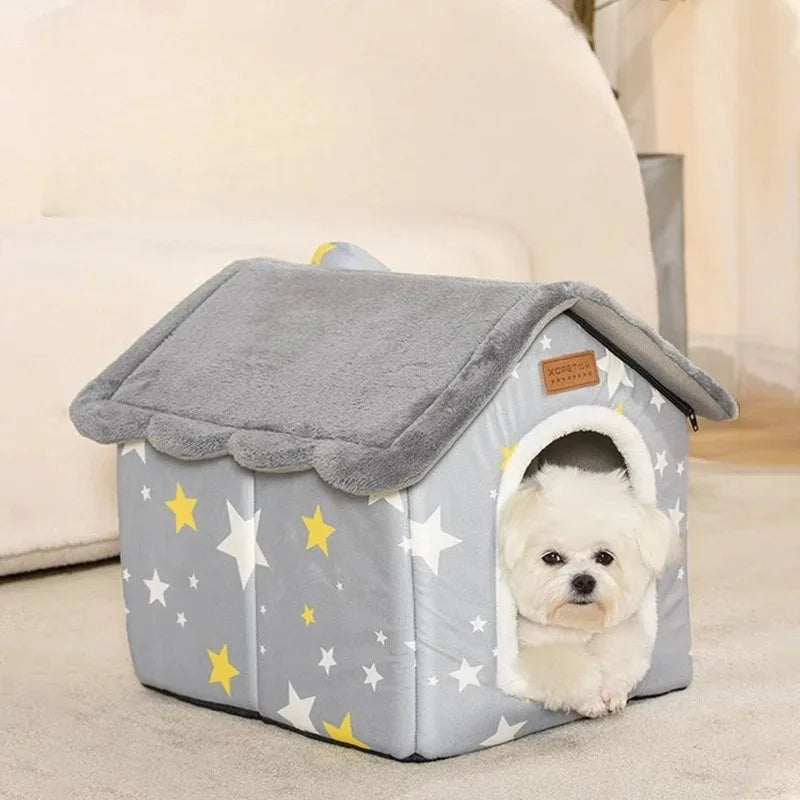 Removable Cover Plush Pet Bed Sofa gray for Dogs and Cats