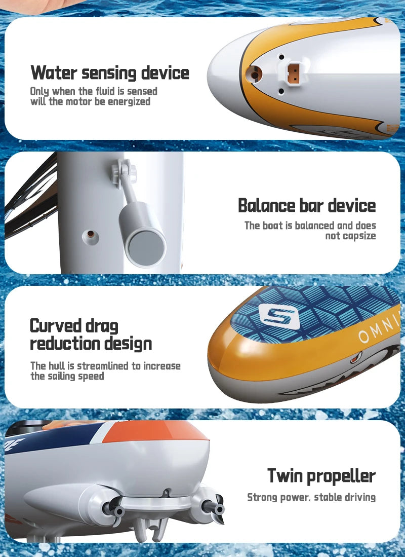 Rc Boat Sailboat Yachting Kayaking Remote Control Sailing Rowing Boat Paddling Summer Pool Waterproof Water Competition Toy