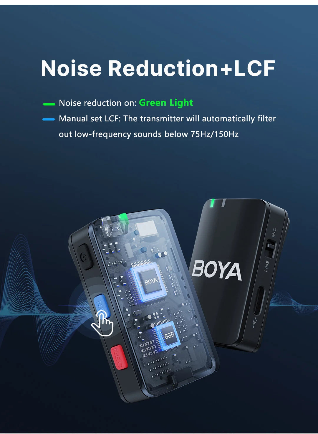 MIC-120 Wireless Lavalier Microphone with On-Board Recording for iPhone Android USB-C Devices Streaming Youtube Gaming