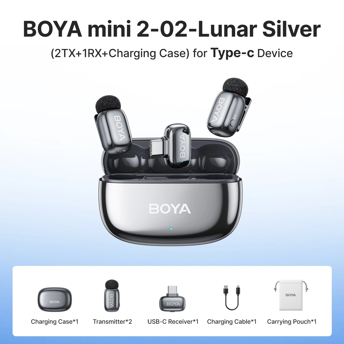 Mini 2 Wireless Lavalier Lapel Mini Microphone Noise Reduction for iPhone 6-17 USB-C Android SmartPhone PC Live Streaming